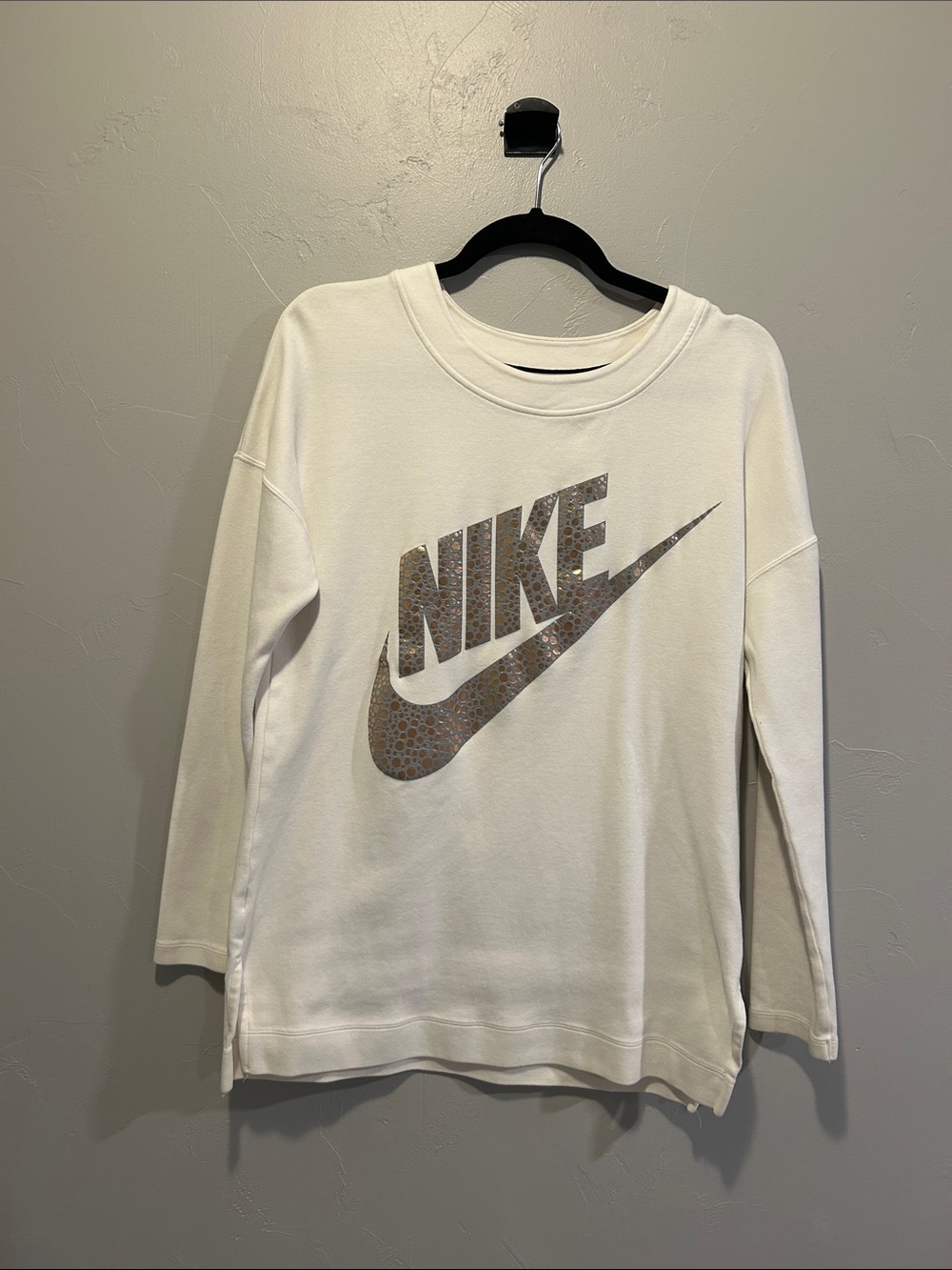 Nike Beige  Long-Sleeve Top with Metallic Logo